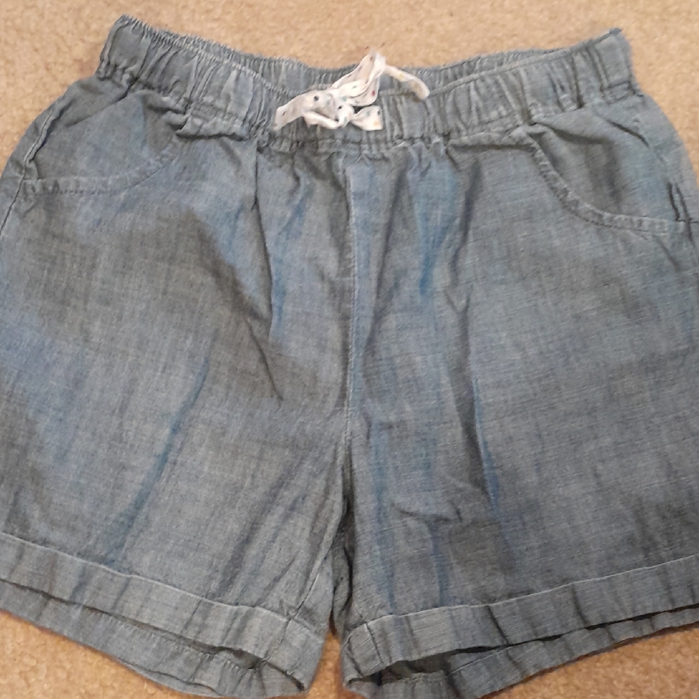 Light Wash Cotton Drawstring Shorts, Lands End, Girls Size M (10/12)